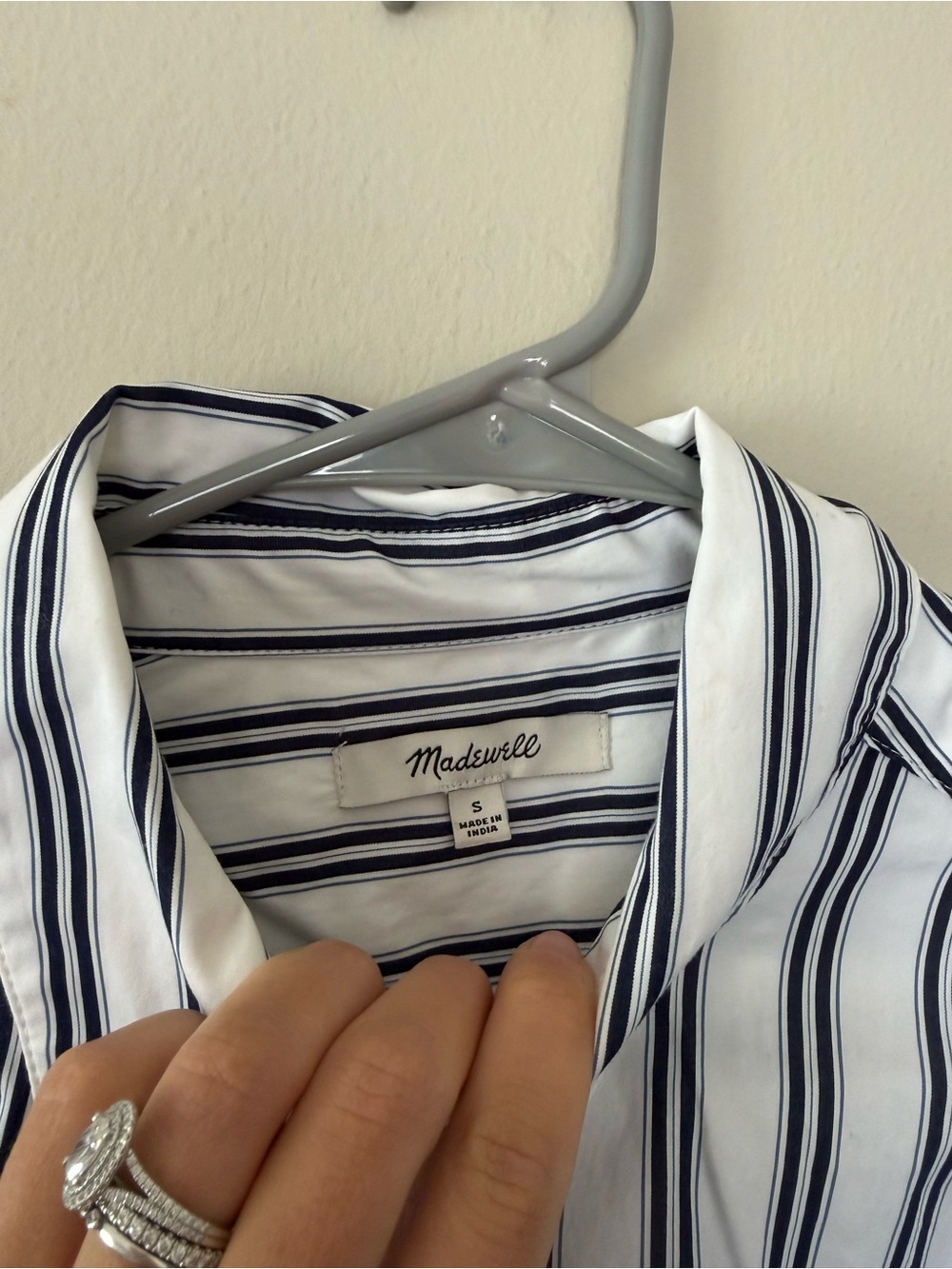 Madewell straight hem shirt poplin navy stripe - Picture 3 of 6